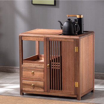 欧丽瑞 金胡桃木茶水柜实木家用餐边柜茶台烧水壶一体小茶桌阳台 茶水