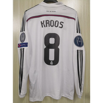 皇马球衣 1415欧冠皇马主场球衣4号拉莫斯7号c罗贝尔长袖复古足球训练