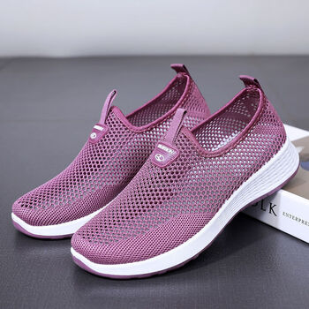 夏季老北京布鞋女士网鞋一脚蹬网面透气妈妈鞋运动休闲鞋网眼女鞋