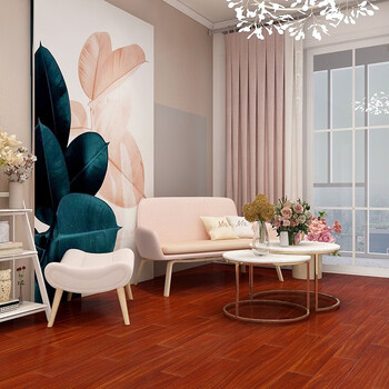 好美家实木地暖地板 圆盘豆纯实木原木地板 耐磨 家居健康 砖红