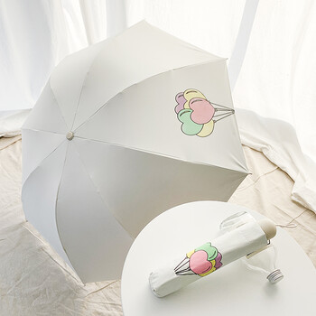 遇水变色网红雨伞遮阳防晒太阳伞晴雨两用遇光遇水开花伞变色气球米白