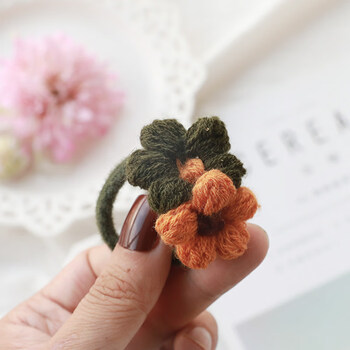 萌恬声儿童配饰发饰头箍甜美花朵发圈儿童发夹手勾毛线花女童皮筋j