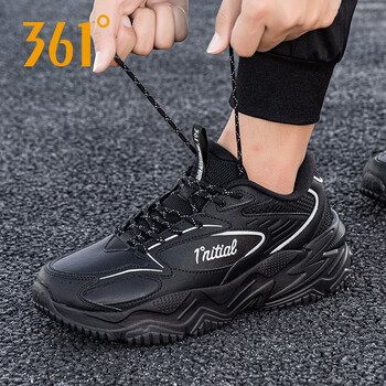山头林村361男鞋冬季皮面防水跑步鞋男士秋冬新款软底休闲跑鞋旅游