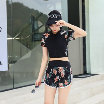 千易色泳衣女新款温泉泳衣女保守分体小胸聚拢时尚裙式游泳衣显瘦高腰