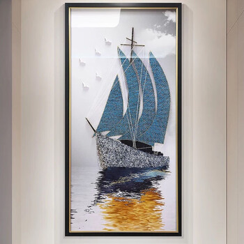 入户玄关装饰画一帆风顺正对门挂画寓意好走廊过道壁画立体实物画80