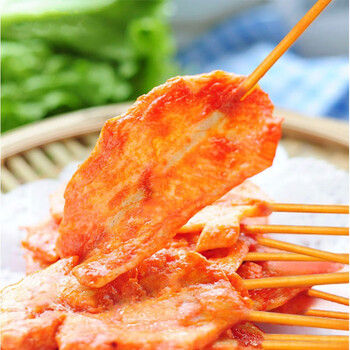 里脊肉串手抓饼炸串新鲜冷冻油炸小吃半成品家用里脊肉片 桔红色 里脊