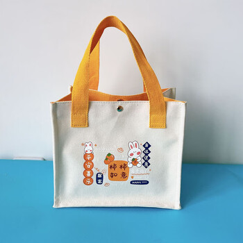 霜魄帆布包女包小包时尚休闲可爱手提包小方包便当包手提袋饭盒袋子事