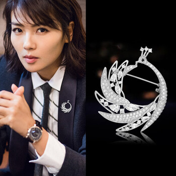 tsful 胸针女明星同款刘涛孔雀别针配饰西装外套百搭胸花装饰韩版奢华