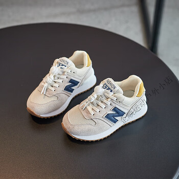 【力荐】纽巴伦nbl女童运动鞋子nb童鞋夏季单网透气n字鞋儿童老爹 米n