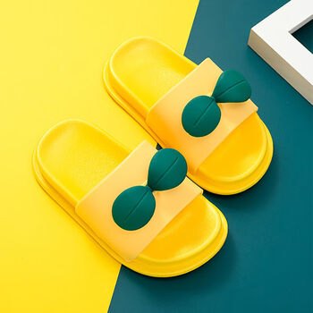 科里弗兰(coryfran)儿童拖鞋小绿叶男女可爱中大童卡通柔软室内家居