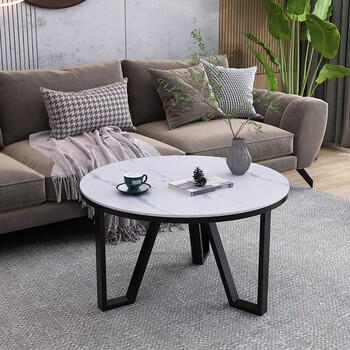 北欧大理石岩板网红茶几简约现代客厅铁艺轻奢茶几小户型创意茶桌b款