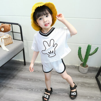 宝宝衣服3韩版小女孩休闲两件套儿童童装白色130cm建议体重4248斤56岁