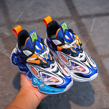 萱慕琳男童运动鞋2023秋冬新款男童跑步鞋篮球鞋运动鞋奥特曼童鞋蓝色