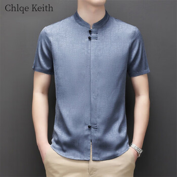 chlqekeith喜公公短袖衬衫男婚礼爸爸装衬衣中年婚宴礼服结婚参加宴会