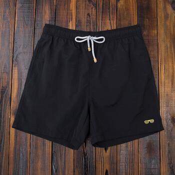 沙滩裤泳裤男士速干轻薄宽松休闲纯色短裤带内衬游泳健身运动黑色s