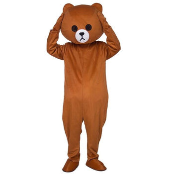 网红熊人偶服装卡通熊本熊衣服成人发传单玩偶服套装 浅色忧郁布朗熊