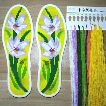 十字绣鞋垫加厚棉布通孔单双线绣手工半成品印花绣花鞋底水仙花41