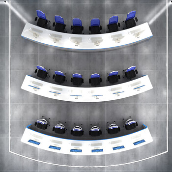 弧形会议桌简约烤漆定制创意会议室洽谈桌操作台办公桌椅组合设计出图