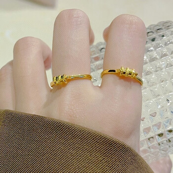 胤祺珠宝老凤凰黄金小蛮腰戒指女足金素圈活口戒子520情人节生七夕