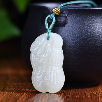 新疆和`田玉吉祥花生挂件男女款玉石项链吊坠花生白玉牌子挂坠祥 约19