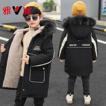 雅鹿儿童羽绒服男童10冬季外套9男孩8小学生22年新款7加绒6羽绒三防