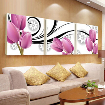 {京东优选}客厅装饰画 现代简约水晶画 沙发背景墙三联画壁画挂画墙画