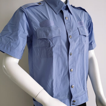 单位正装新款警速干弹力夏季执勤短袖四面弹夹克款保安衬衫工作服蓝色