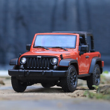 jeep牧马人威利斯118吉普越野汽车模型仿真合金车模收藏摆件橘红色