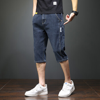凯乐石(kailas)新款七分牛仔短裤男士大码夏季薄款直筒中裤胖子马裤外