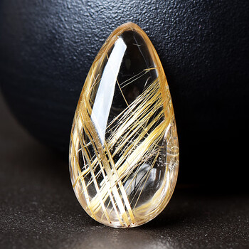 攸茹水晶黄金发丝粗钛晶吊坠女款水滴挂件七夕情人节礼物送男女友e父