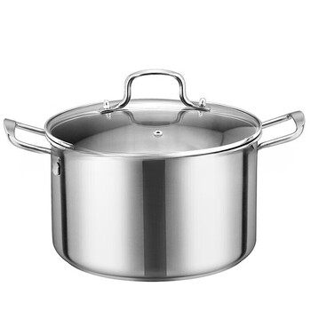 潮宝不锈钢汤锅加厚家用直型加高煲汤锅蒸煮两用锅 26cm高汤锅超特厚