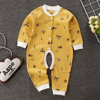 潮牌猪0--24个月小孩子穿的新生儿衣服婴儿连体衣棉质初生儿长袖哈衣