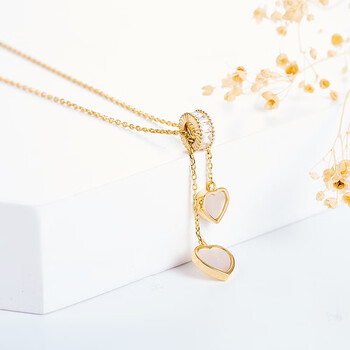 瑞梦莱韩国时尚个性心心相印爱心项链女足银吊坠简约网红锁骨链礼物色