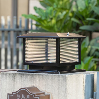 门柱灯家用室外防水柱子灯室外照明 加厚铝材平顶太阳能两用25*25cm