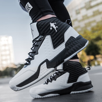 豪舒悦haoshuyue旗舰米切尔水花二代科男鞋运动鞋新款高帮aj白色36