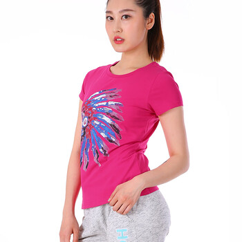 RUNNING RIVER奔流 女士 春夏 户外运动时尚印花圆领短袖t恤 半袖G5222 G5222-339玫红色 S-36