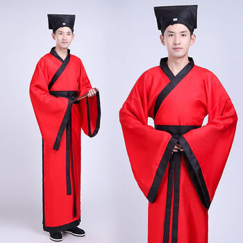绅热古装男宋朝书生秀才公子服装古代江南汉服长衫影视剧演出服饰 红