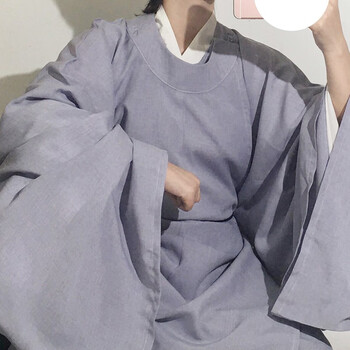 圆领袍宋制汉服男鸟鸣涧色宽袖纯色36袍仿麻观云古风道袍古装戏服