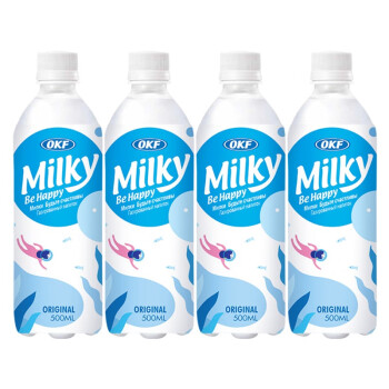 OKF饮料 韩国进口牛奶汽水 碳酸乳味饮品 500Ml*4瓶