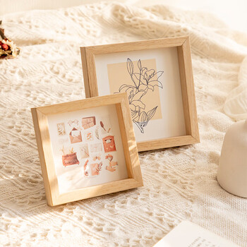 简约正方形相框摆台6寸7寸8寸a4洗照片做成相框相片框像框架挂墙原木