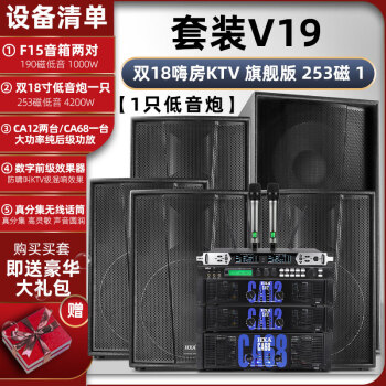 HXA S218酒吧低音炮音响套装 KTV舞台单/双18英寸 嗨房音箱全套 套装V19 双18嗨房KTV 旗舰版 253磁 1