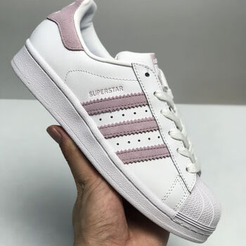 阿迪达斯adidas新品三叶草贝壳头男鞋板鞋白紫红尾情侣低帮韩版休闲