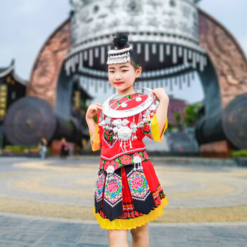 女神欢   儿童苗族头饰苗族头饰苗银帽子项圈侗族发簪梳子六一儿童节