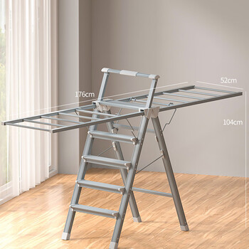 巴芬(bafen)家用铝合金梯子晾衣架多功能两用人字梯折叠加厚五步梯
