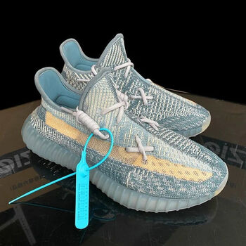 椰子鞋男350v2夏季飞织透气情侣透气休闲跑步运动鞋子女口香糖灰脚肥