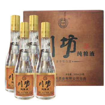 川坊纯粮液浓香型白酒52度500ml4瓶固态发酵原浆老酒整箱送礼52度500