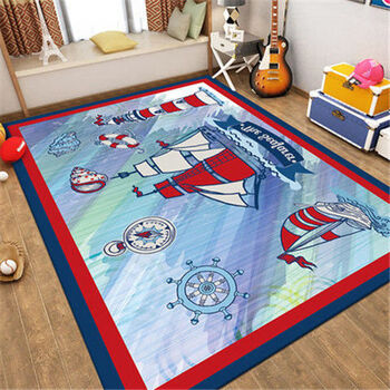 可爱卡通儿童地毯卧室床边满铺网红少女心小饰品房间女生地毯帆船