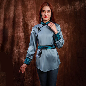 蒙古服装女高级蒙古元素服装女生活装时尚现代蒙古袍女上衣短款日常