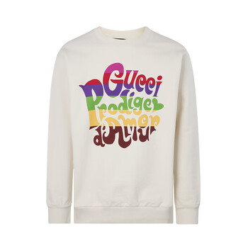 gucci/古驰    男士运动休闲宽松长袖 圆领卫衣 米白色 l