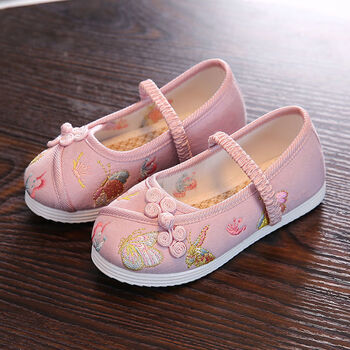 韵优利(yunyouli)女童古装汉服鞋古风软底宝宝鞋夏季绣花鞋小女孩鞋老